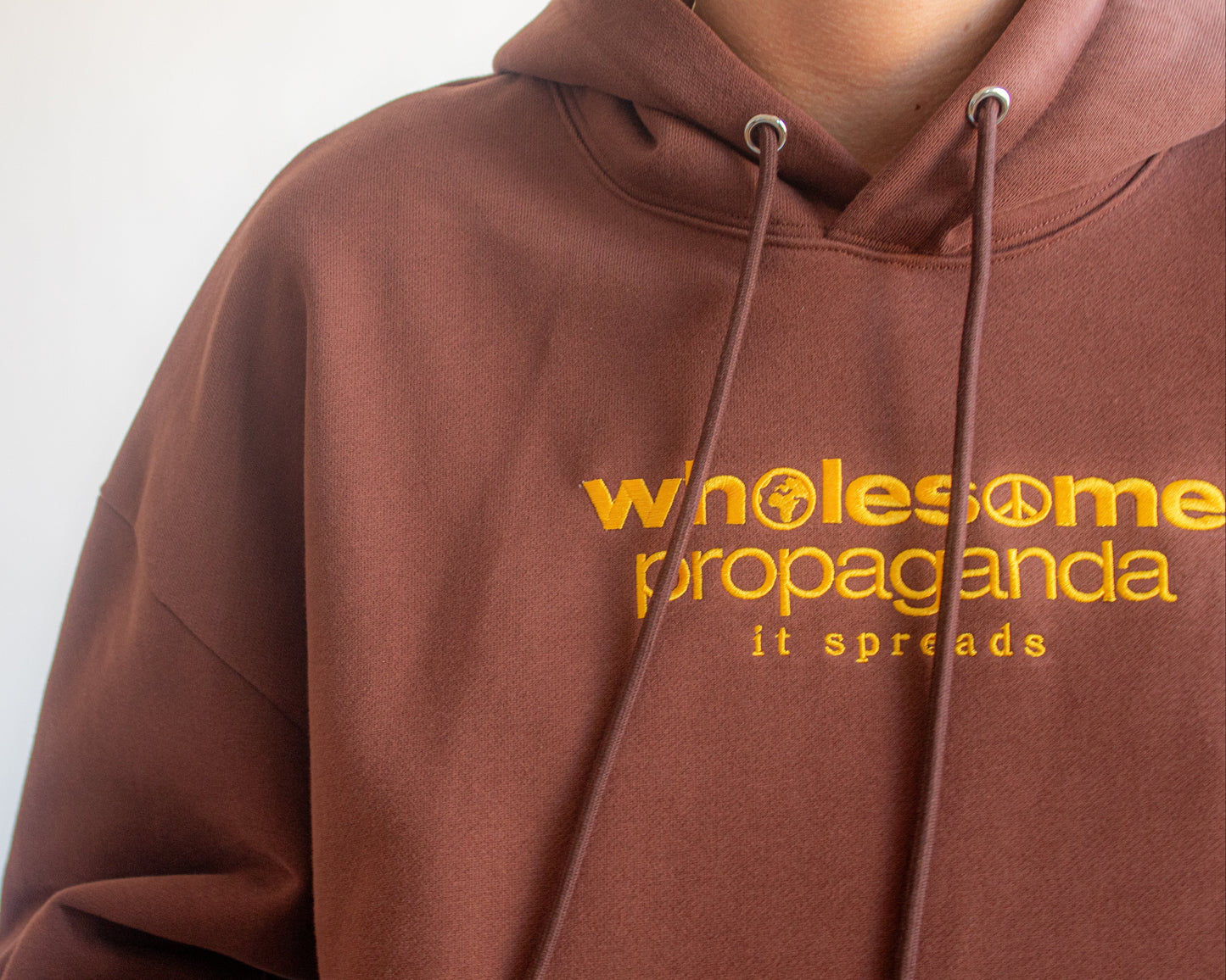 Wholesome Propaganda Brown Logotype Hoodie